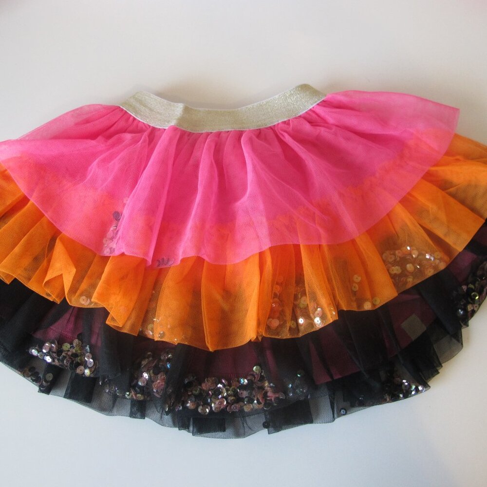 Girl's Cheeky Plum Halloween Sequin Layered Skirt Size 7Y EUC